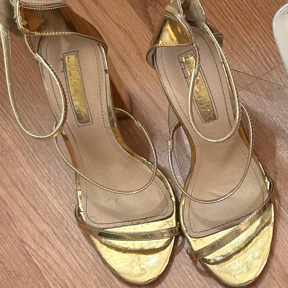 Gold Strappy Open-Toe Heel